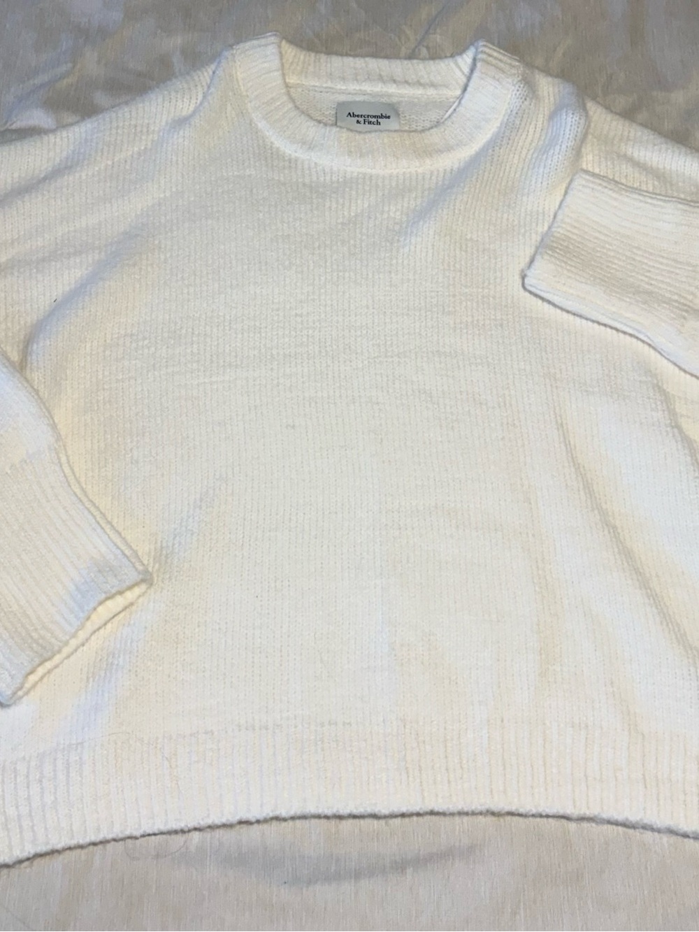 Abercrombie & Fitch Men's Cream Crewneck Sweater